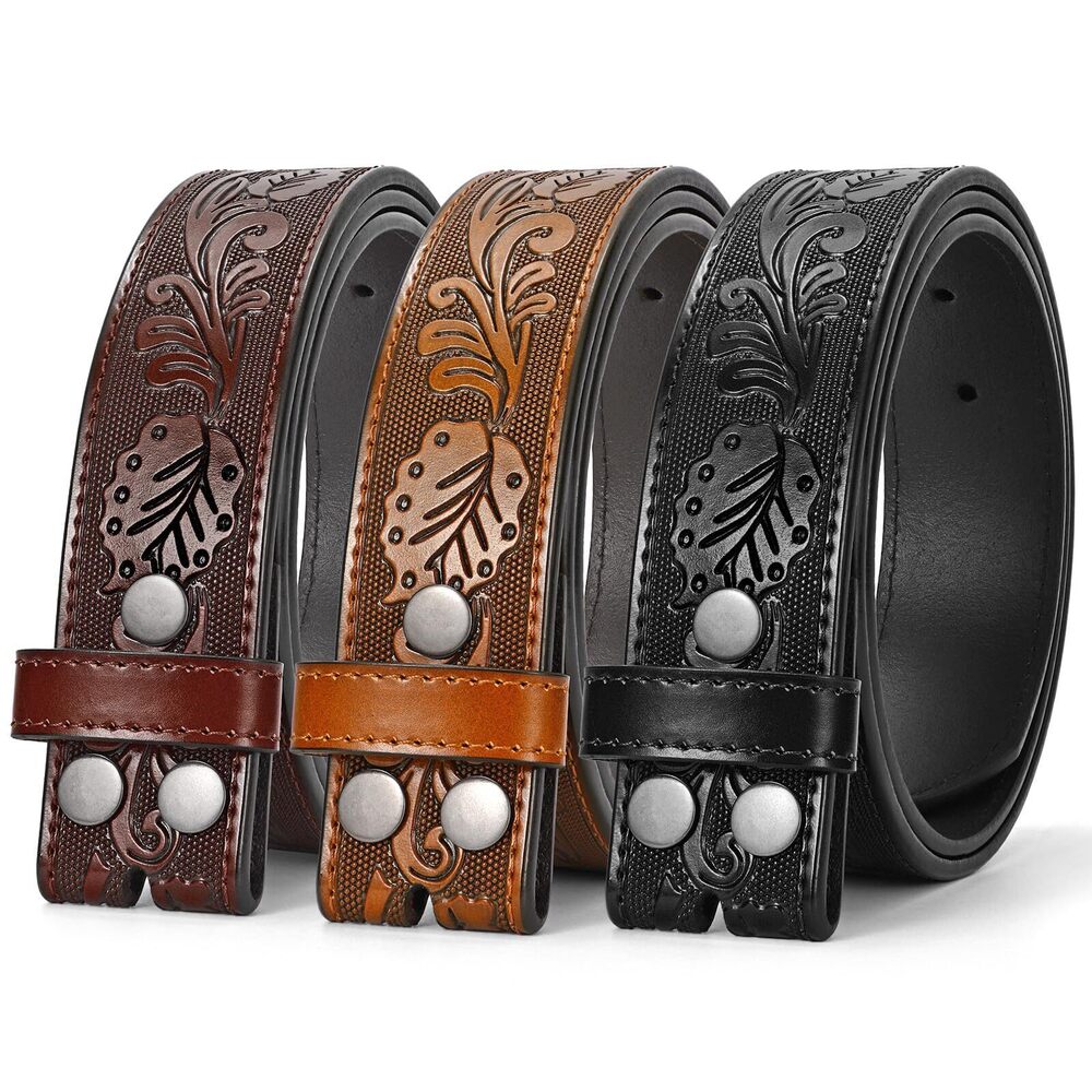 3569 3 Pack Western Belts For Men Woman Without Buckle, Cowgirl Cowboy Belt